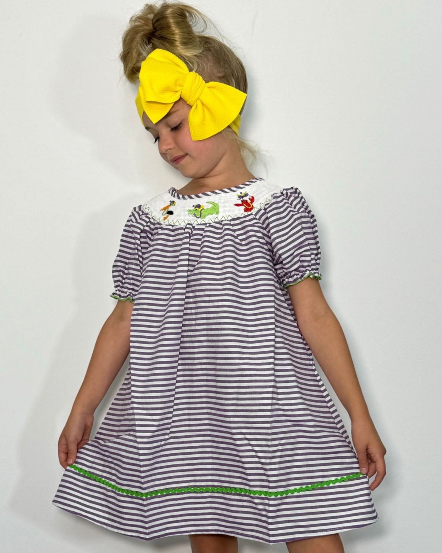 Smocked Mardi Gras Dress