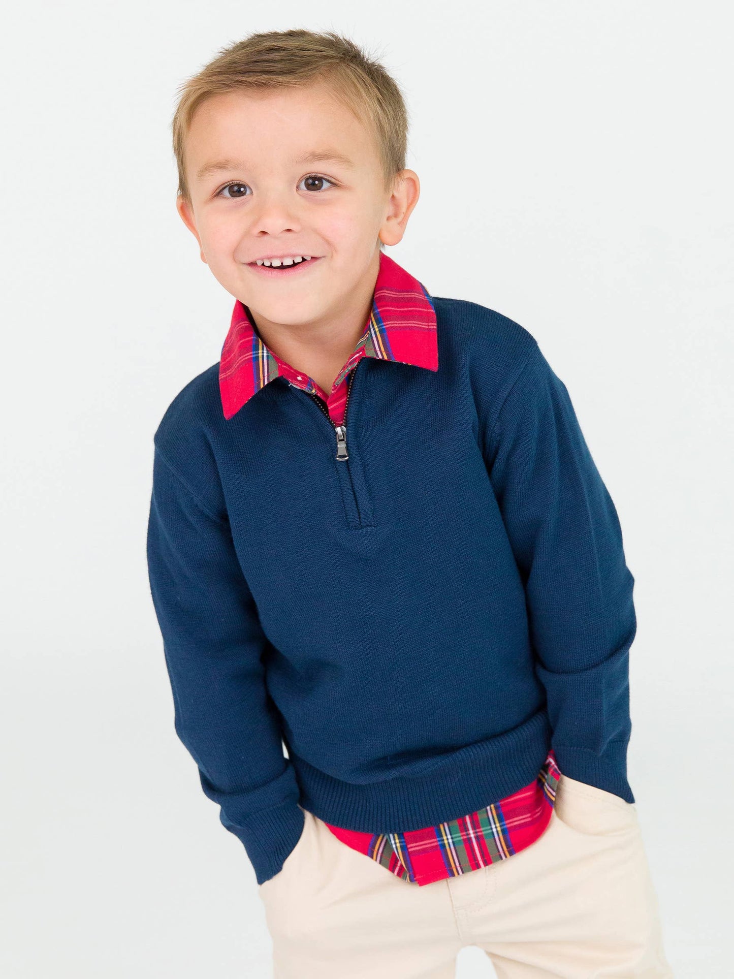 Boys Navy Quarter-Zip