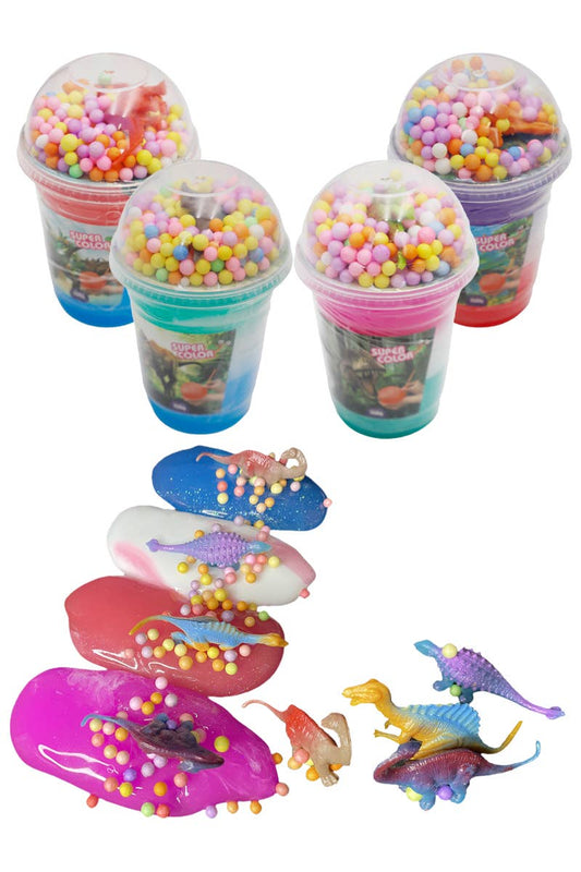 Dino Figure Foam Ball Ombre Translucent Slime Cup