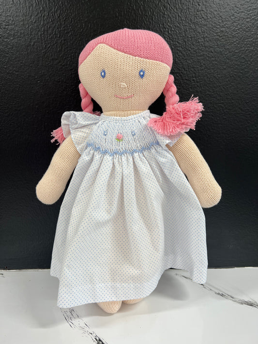 Knit Girl Doll with Smocked Dress