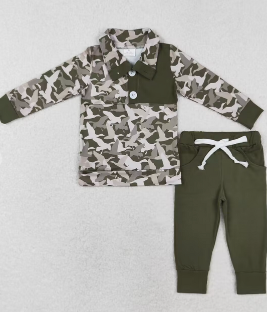 Olive Duck Pullover and Pants