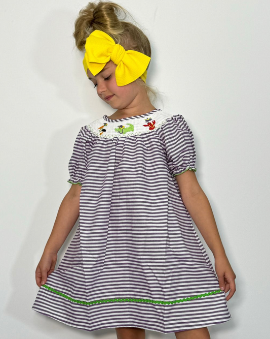 Smocked Mardi Gras Dress