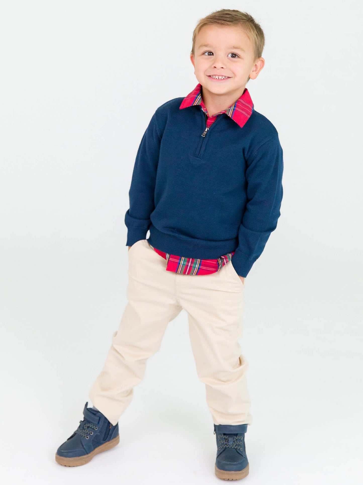 Boys Navy Quarter-Zip